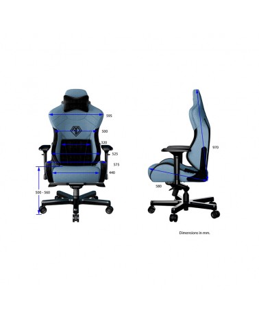 Anda Seat Gaming Chair T-PRO II Light Blue-Black Fabric with Alcantara Stripes by DoctorPrint