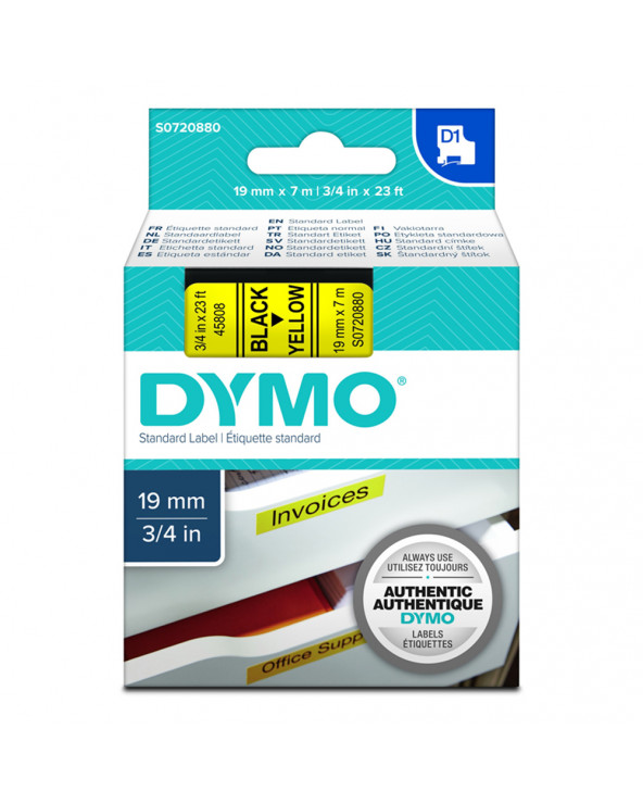 Ταινία Ετικετογράφου DYMO Standard 45808 19 mm x 7 m (Μαύρα Γράμματα σε Κίτρινο Φόντο) (S0720880) (DYMO45808)