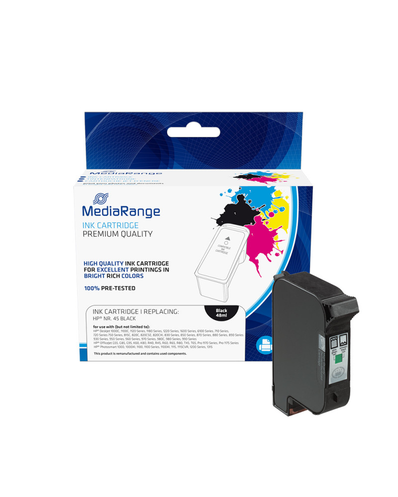 Inkjet MEDIARANGE Συμβατό για Εκτυπωτές HP (Black) (No.45) (51645AE) (MRHP45BK)