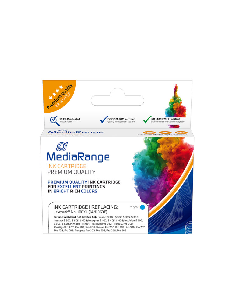 Inkjet MEDIARANGE Συμβατό για Εκτυπωτές Lexmark No.100XL (Cyan) (14N1069E) (MRLX100CXL)