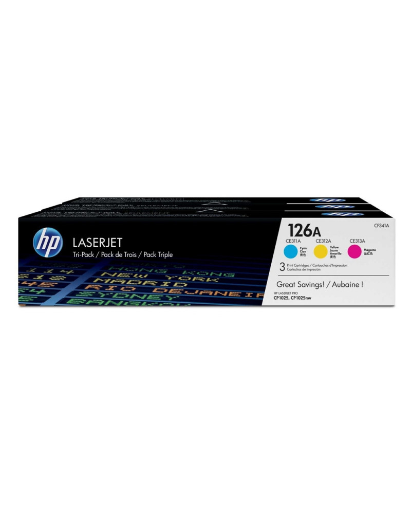 HP 126A LaserJet CP1025 Multipack Toner C/M/Y (CF341A) (HPCF341A)