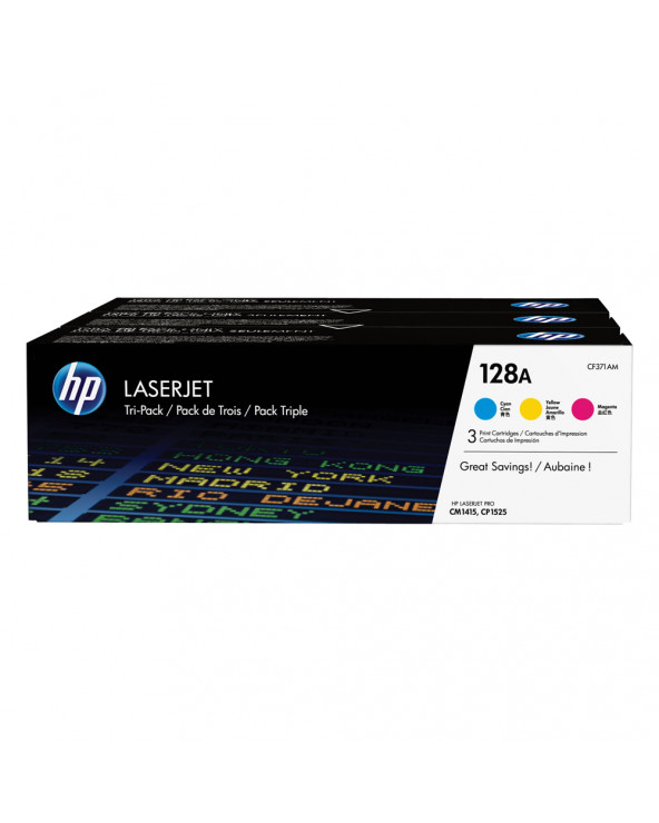 HP 128A LaserJet 3-Pack Cyan Magenta Yellow Toner (CF371AM) (HPCF371AM)