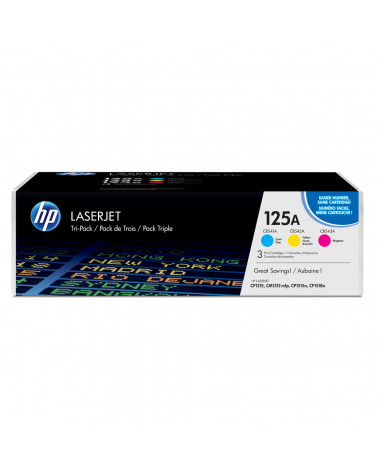 HP 125A LaserJet 3-Pack Cyan Magenta Yellow Toner (CF373AM) (HPCF373AM)