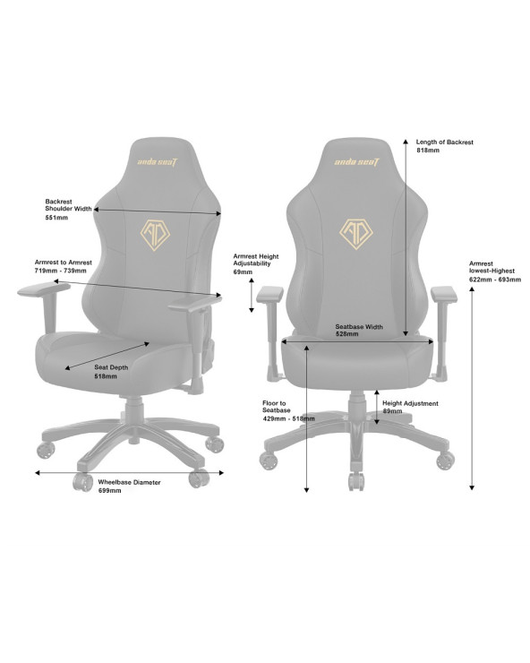 ANDA SEAT Gaming Chair PHANTOM-3 Large Grey Fabric