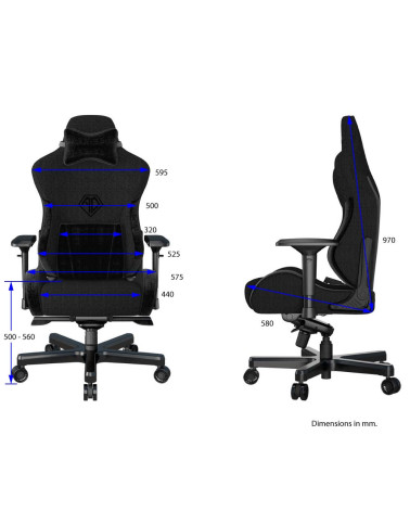 Anda Seat Gaming Chair T-PRO II Black Fabric with Alcantara Stripes