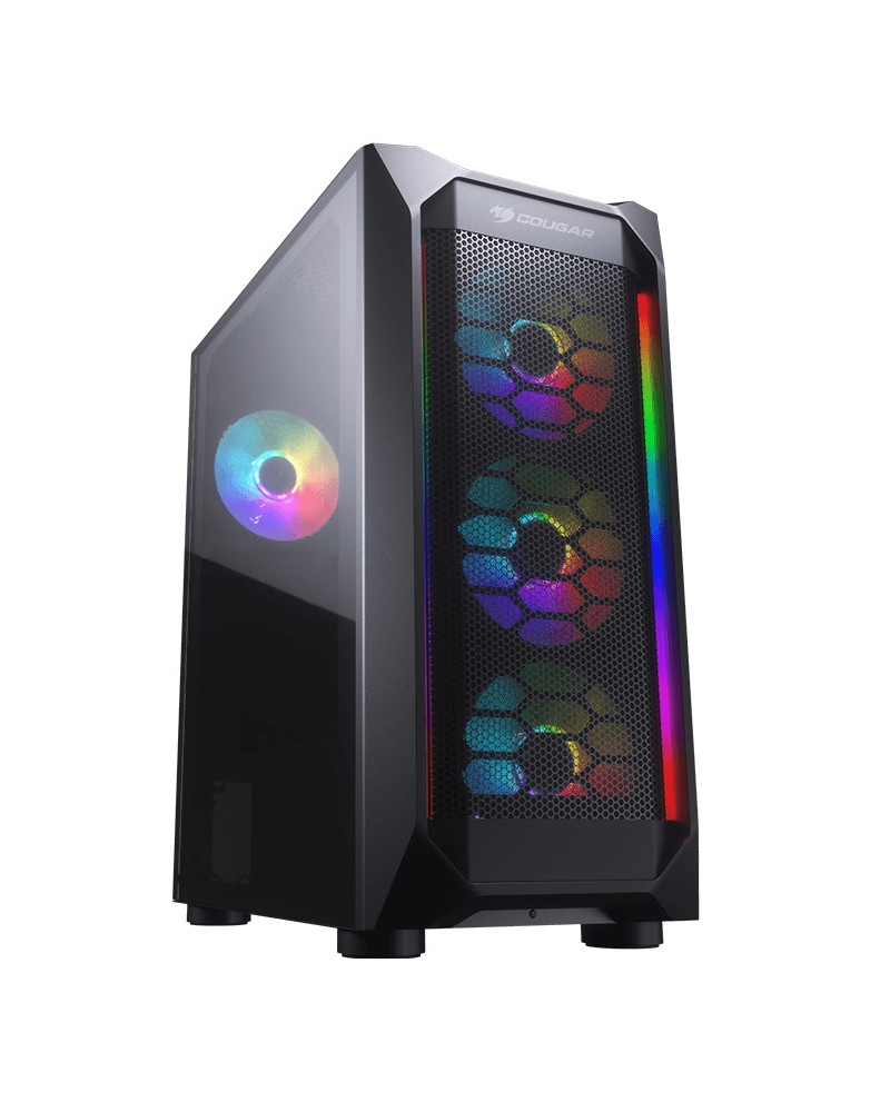 CC-COUGAR Case MX410 Mesh-G RGB Tempered Glass Middle ATX Black (4x120mm RGB fans preinstalled)