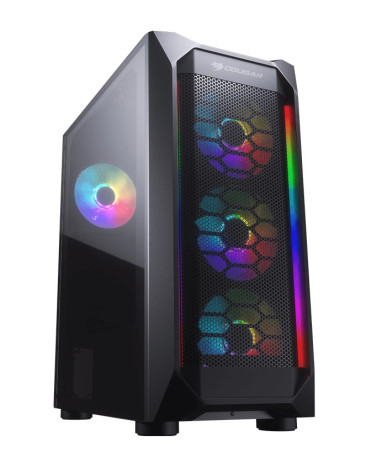 CC-COUGAR Case MX410 Mesh-G RGB Tempered Glass Middle ATX Black (4x120mm RGB fans preinstalled)