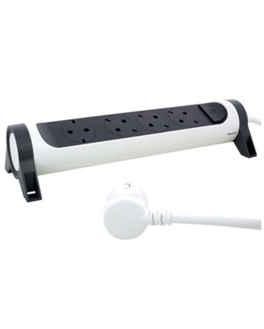 Legrand SurgeArrest 4 Outlets 1.5m Cable  White/Grey Rotating