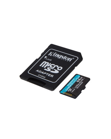 KINGSTON Memory Card MicroSD Canvas Go! Plus SDCG3/64GB, Class 10, SD Adapter