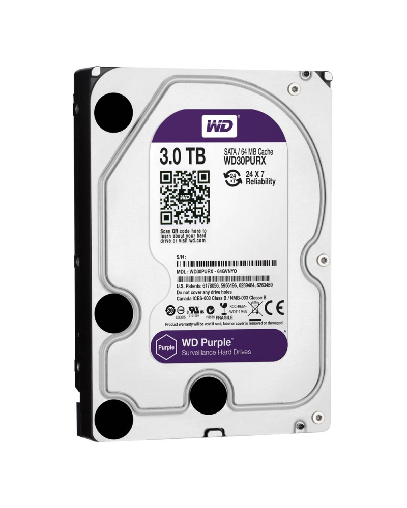 Western Digital Εσωτερικός Σκληρός Δίσκος 3 TB (Purple 3.5") (WD30PURZ)