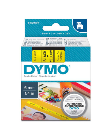 Ταινία Ετικετογράφου DYMO Standard 43618 6 mm x 7 m (Μαύρα Γράμματα σε Κίτρινο Φόντο) (S0720790) (DYMO43618)