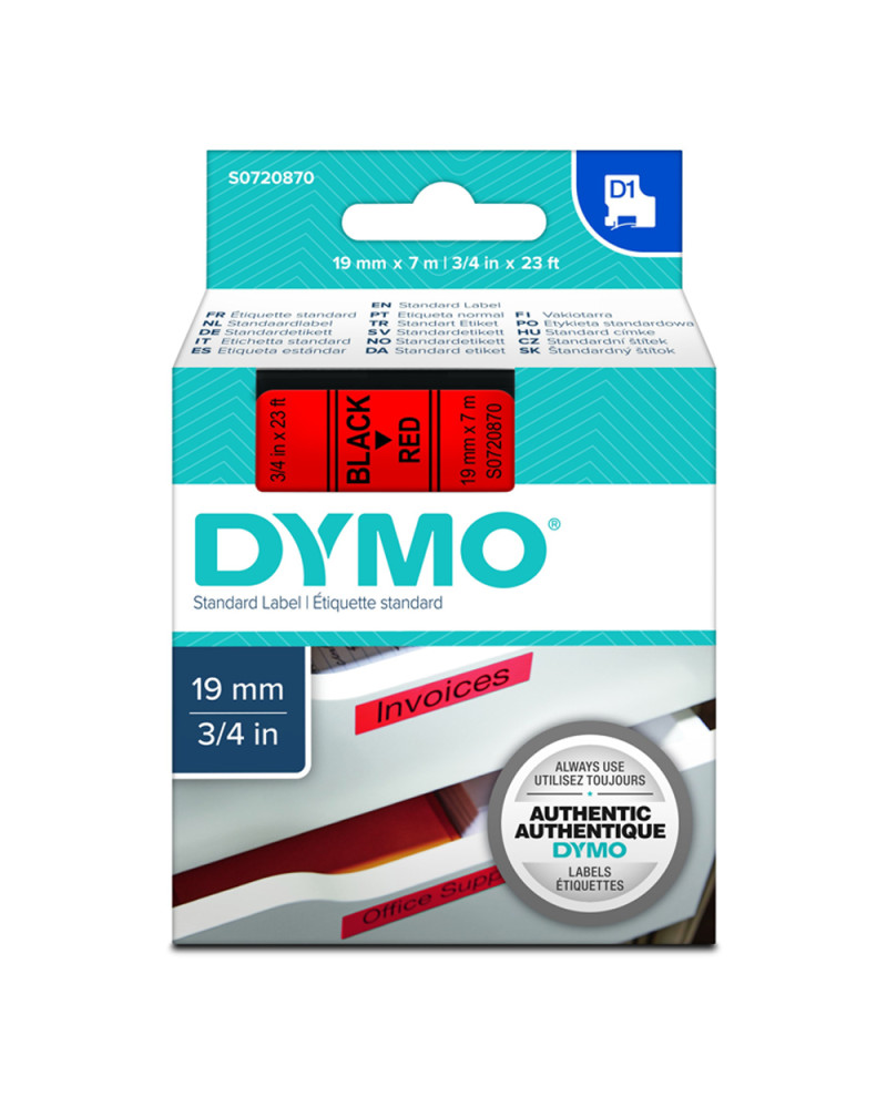 Ταινία Ετικετογράφου DYMO Standard 45807 19 mm x 7 m (Μαύρα Γράμματα σε Κόκκινο Φόντο) (S0720870) (DYMO45807)